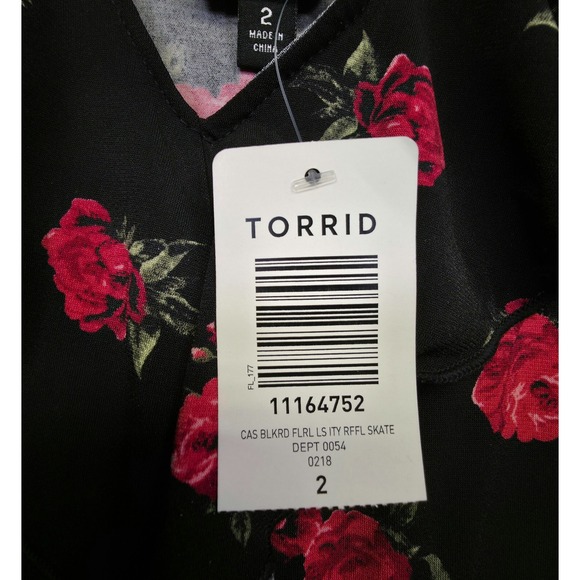 Torrid Dress Womens Plus Size 2X Floral Skater Whimsigoth Vamp Dark Romantic NEW - Picture 16 of 16